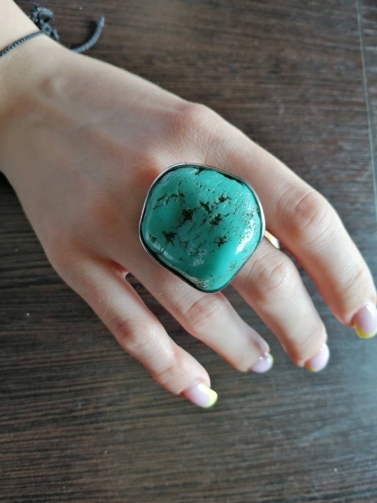 Крупное винтажное кольцо с натуральным  голубым камнем. Бохо. Винтаж укнисекс в Москве фото 1 Личные вещи Москва