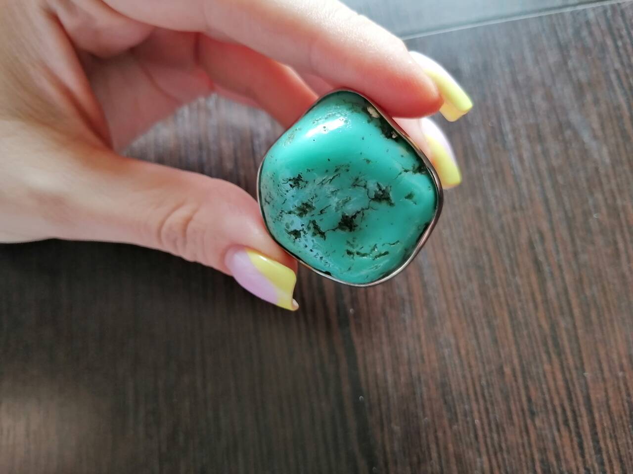 Крупное винтажное кольцо с натуральным  голубым камнем. Бохо. Винтаж укнисекс в Москве фото 5 Личные вещи Москва