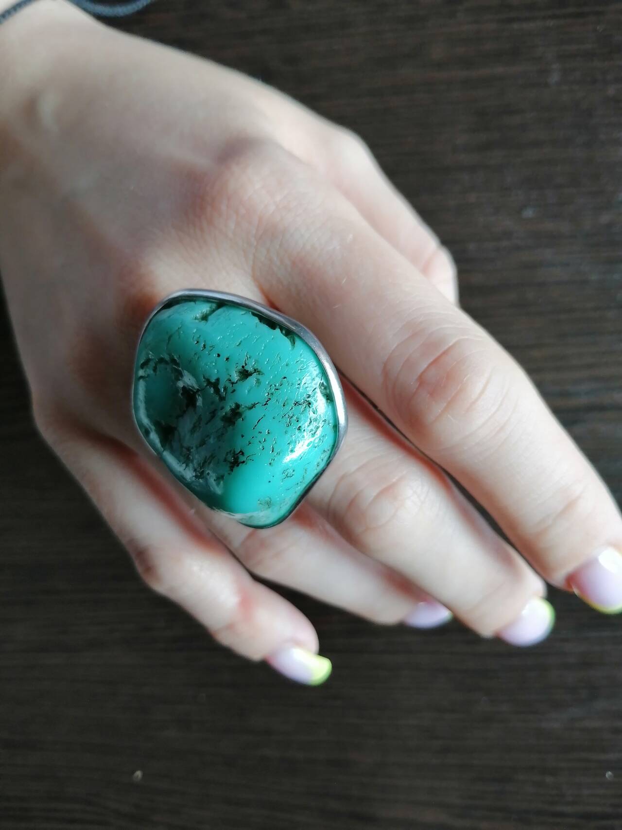 Крупное винтажное кольцо с натуральным  голубым камнем. Бохо. Винтаж укнисекс в Москве фото 2 Личные вещи Москва