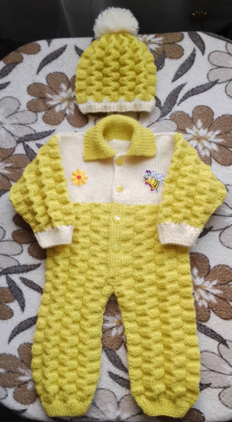 100% шерсть. Вязаный комплект на 7-12 мес.  в Москве фото 1 Личные вещи Москва