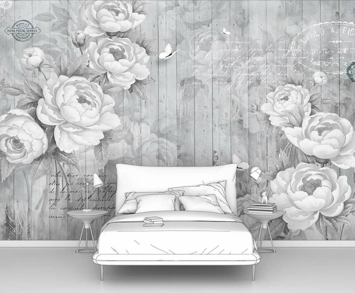 Фотообои цветы "Пионы на заборе" 200x130 ШxВ ООО Первое ателье pw96045-2