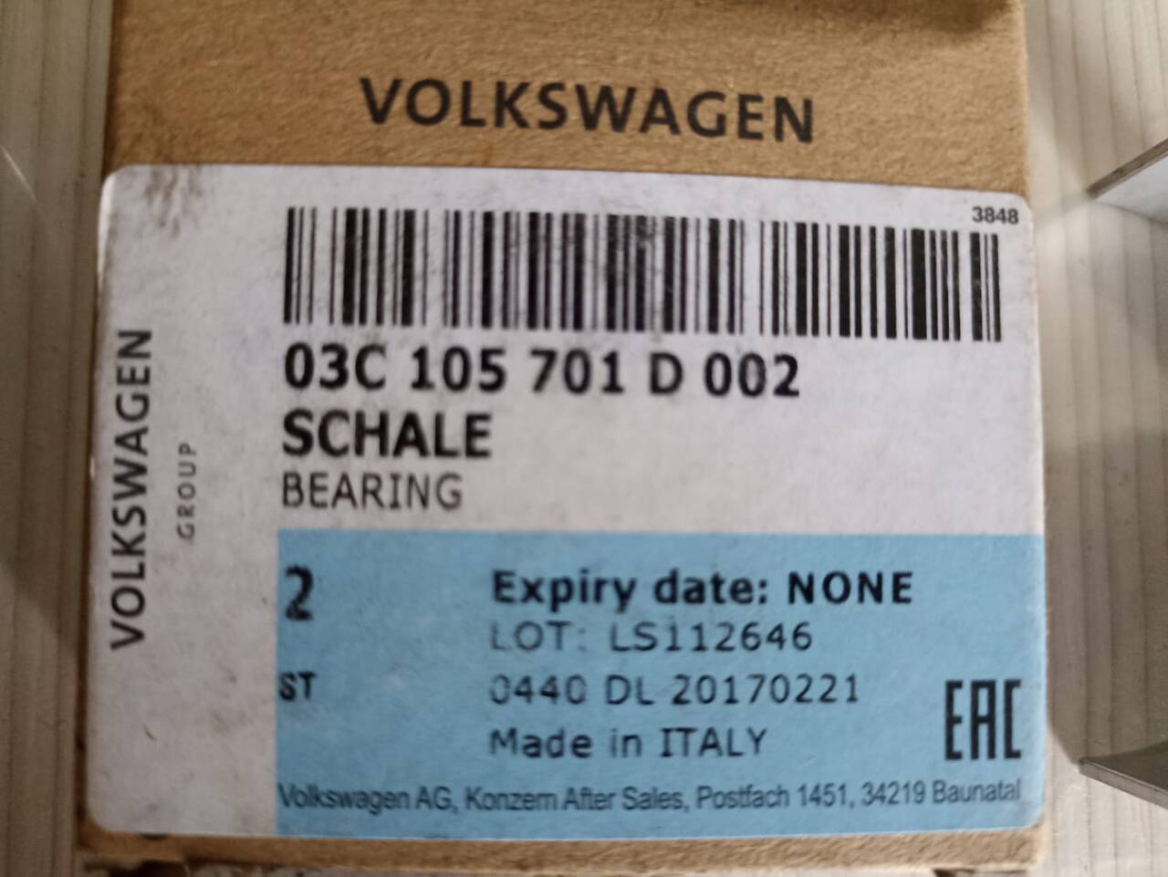 Вкладыш шатунный VAG в Уфе фото 3 Транспорт Уфа