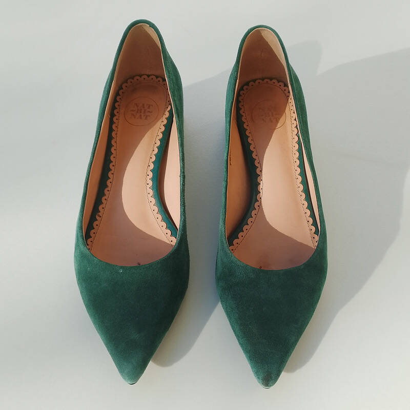 Туфли-лодочки замшевые на блочном каблуке Туфли-лодочки замшевые на блочном каблуке