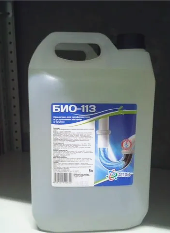 Средство для устранения засоров в трубах био 113