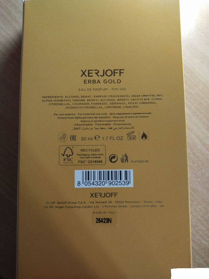 Xerjoff Erba Gold туалетная вода в Казани фото 3 Услуги Казань