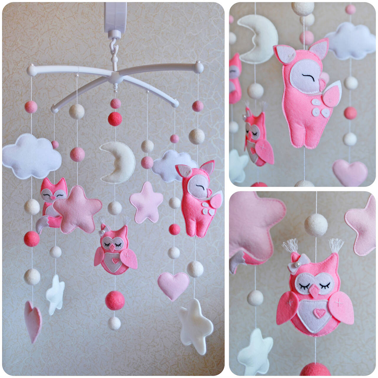 Детский мобиль из фетра для девочки (ручн. работа) + подарок🎁