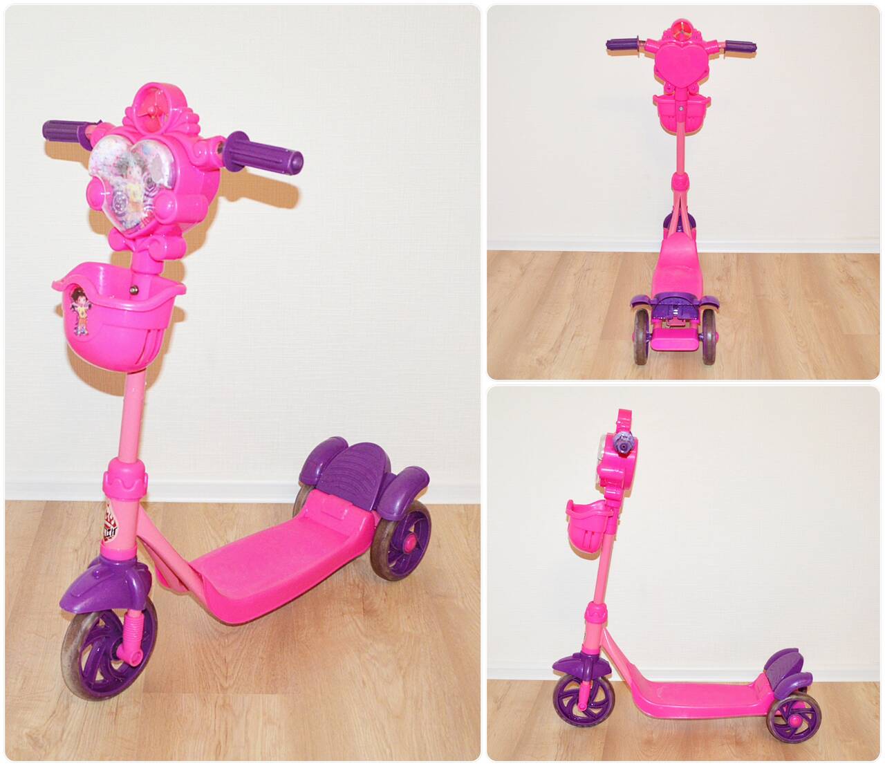 Детский самокат трехколёсный для девочки