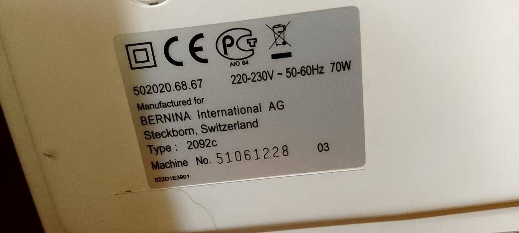 Швейная машина Bernina Bernette 2092c во Владимире фото 5 Бытовая электроника Владимир