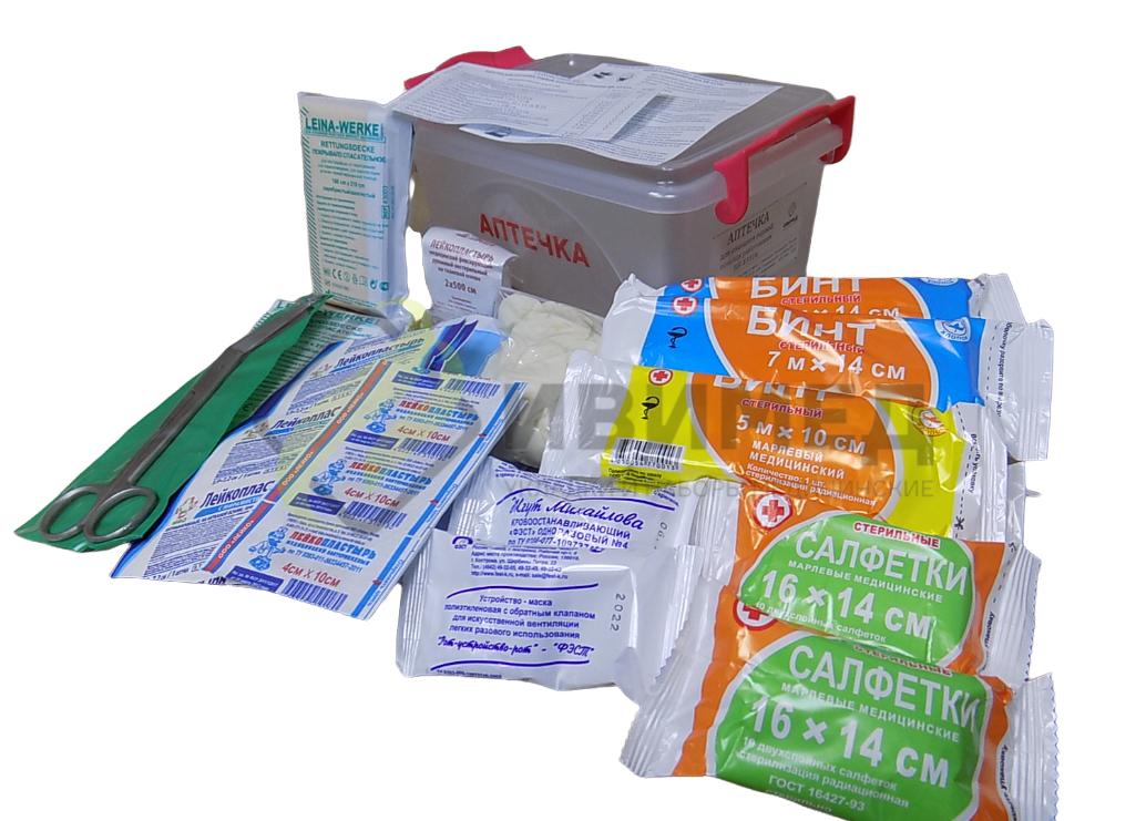 Аптечка для оказания первой помощи с применением медицинских изделий в организациях, осуществляющих образовательную деятельность (Приказ 261н)