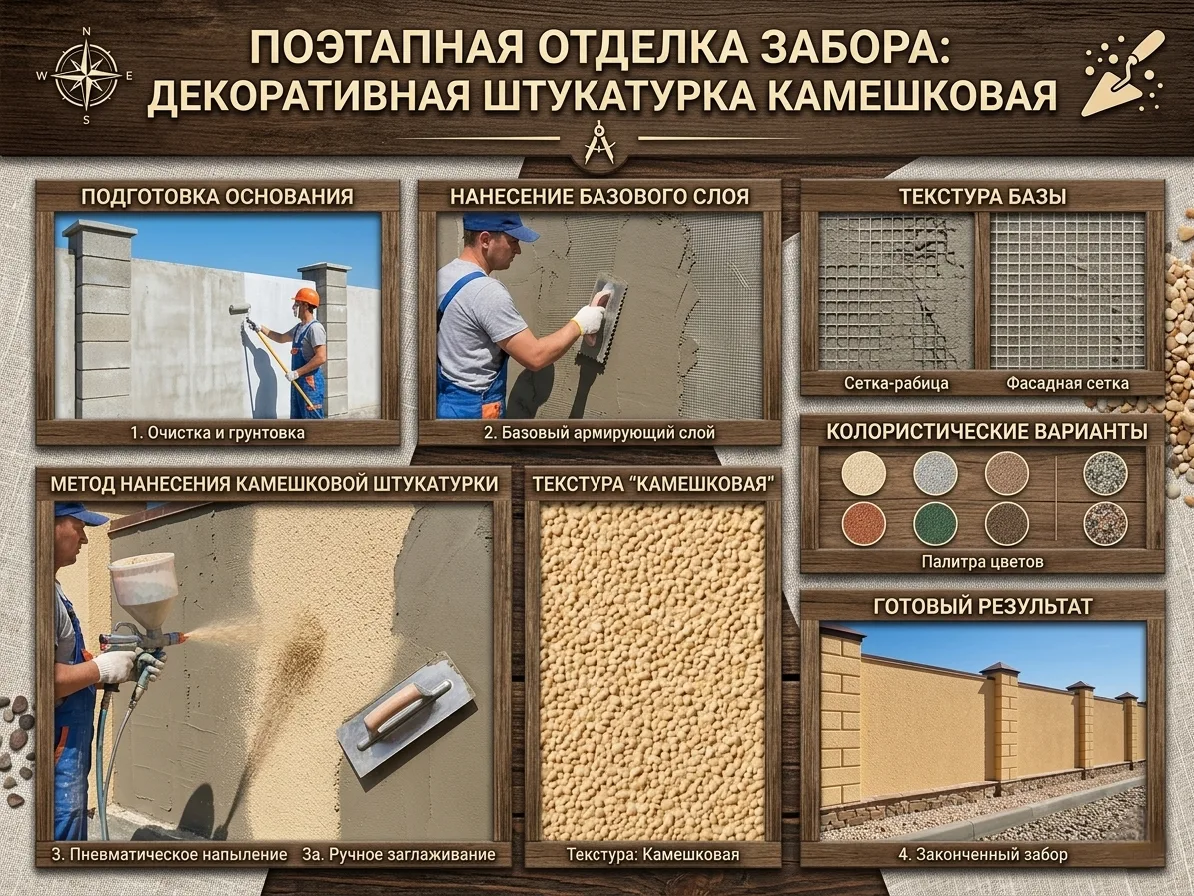 Штукатурка бетонного забора по СФТК в Ростове-на-Дону под ключ 