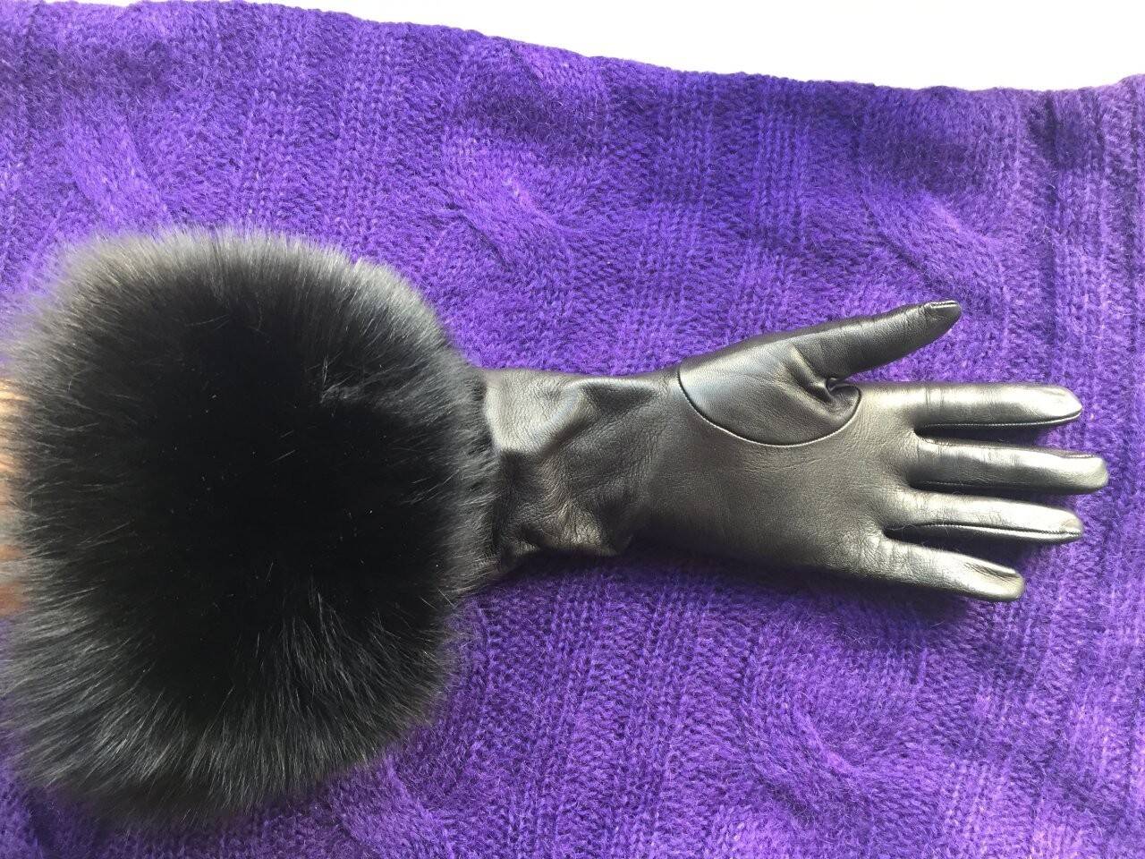 Перчатки новые versace италия кожа черные мех лиса песец двойной размер 7 7,5 44 46 s m в Москве фото 4 Личные вещи Москва