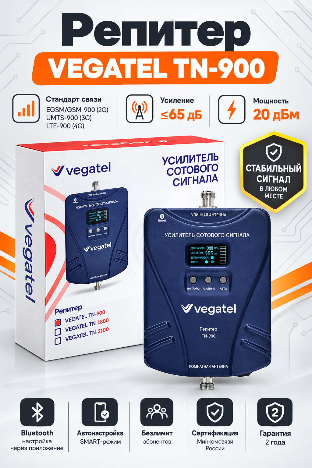 Репитер VEGATEL TN-900