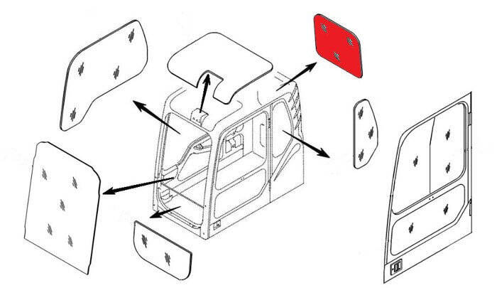 Стекло кабины заднее (триплекс) 71N6-02750 Hyundai R140-R500 серия 7 и 7A в Екатеринбурге фото 1 Транспорт Екатеринбург